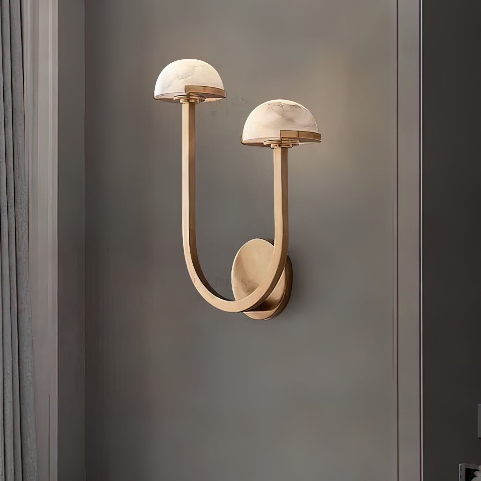 Applique Murale Champignon en Albâtre – Design en Pierre Naturelle Élégant avec Éclat LED Chaleureux
