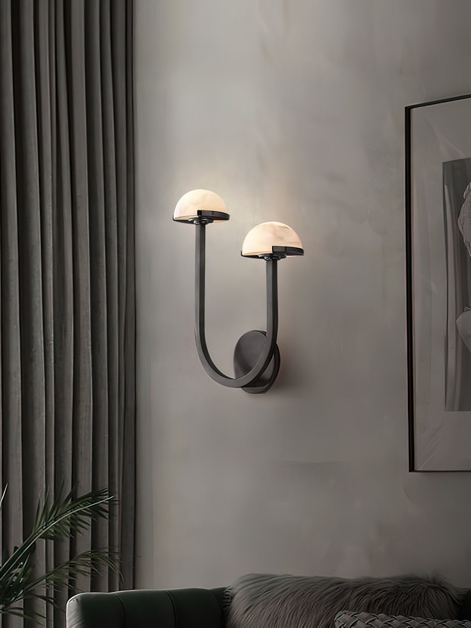 Applique Murale Champignon en Albâtre – Design en Pierre Naturelle Élégant avec Éclat LED Chaleureux