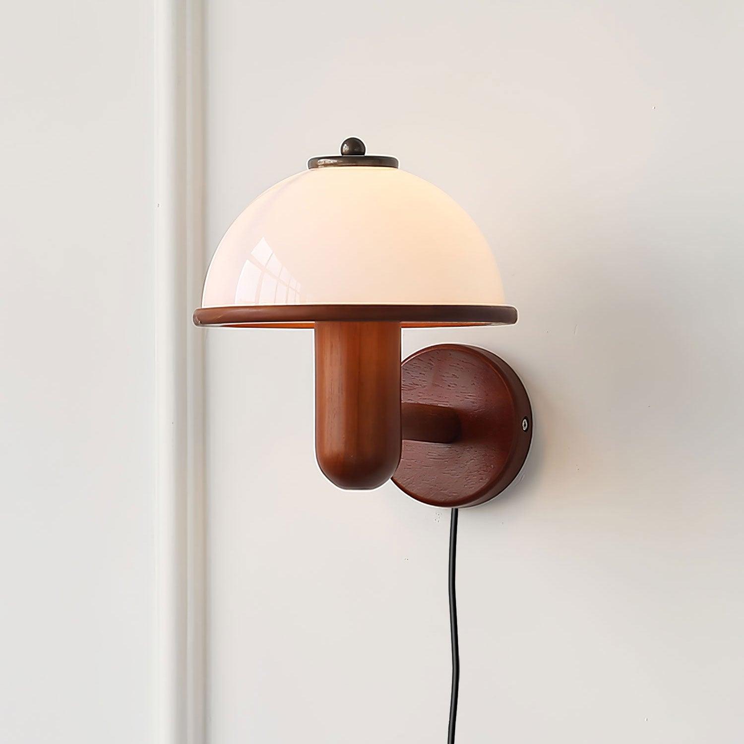 Applique Murale en Bois Champignon – Finition Chêne Élégante avec Douce Lumière LED