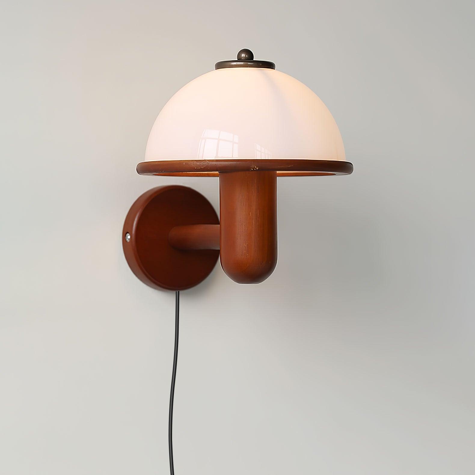 Applique Murale en Bois Champignon – Finition Chêne Élégante avec Douce Lumière LED