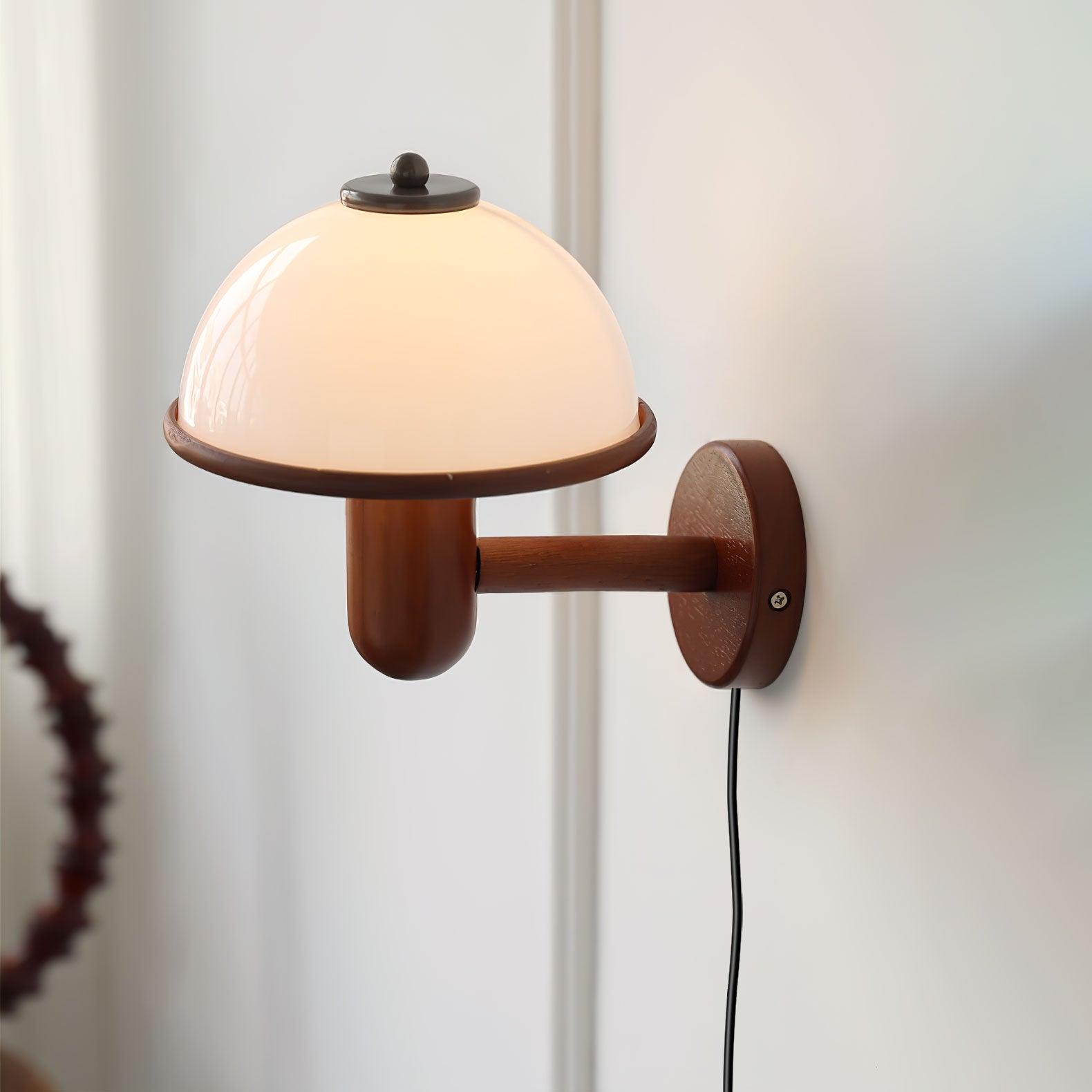 Applique Murale en Bois Champignon – Finition Chêne Élégante avec Douce Lumière LED