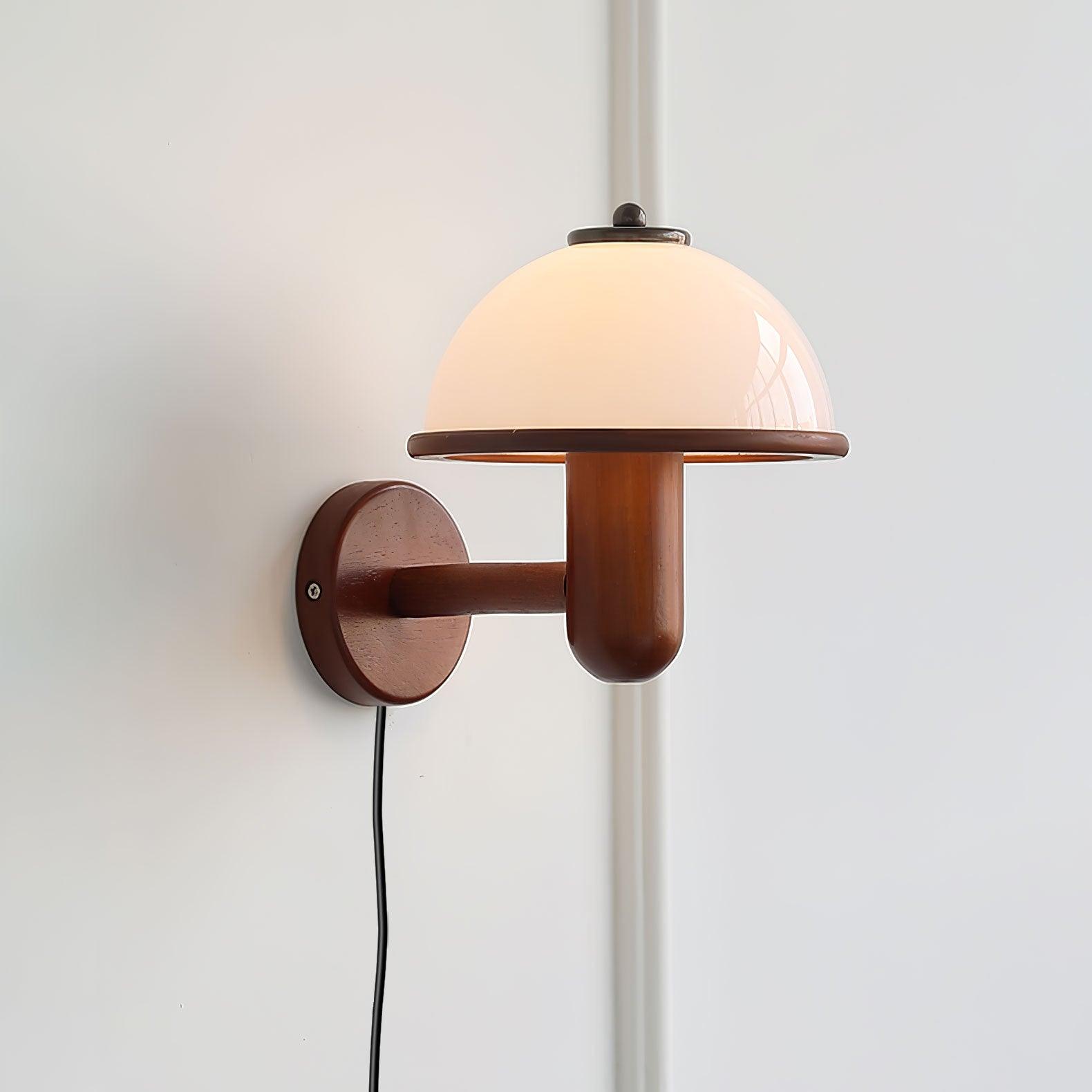 Applique Murale en Bois Champignon – Finition Chêne Élégante avec Douce Lumière LED