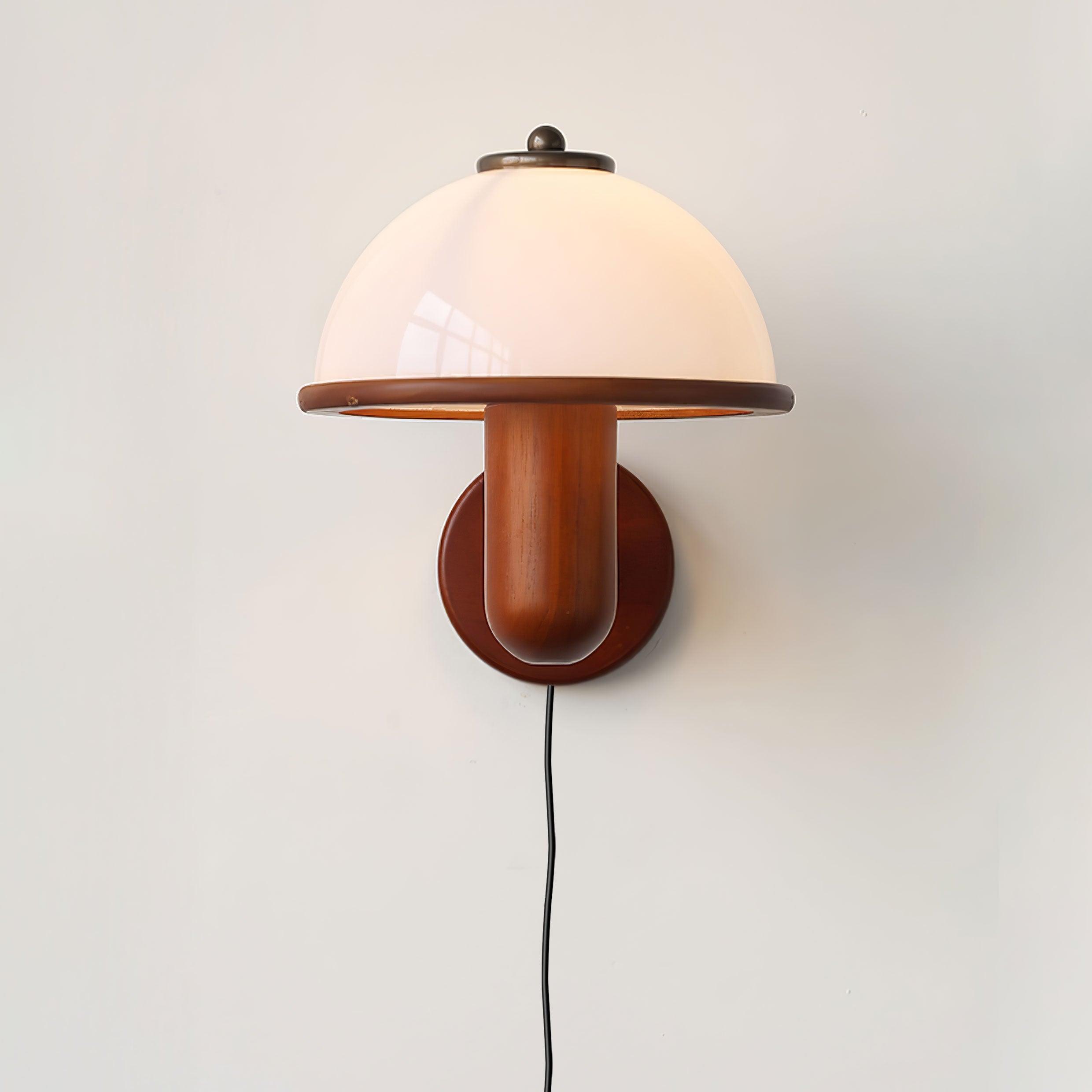 Applique Murale en Bois Champignon – Finition Chêne Élégante avec Douce Lumière LED