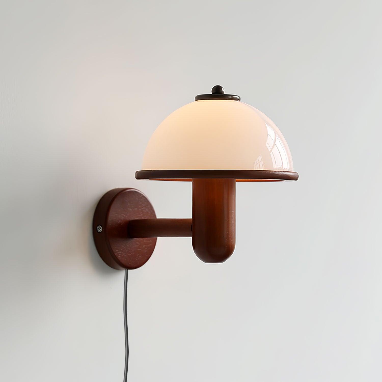 Applique Murale en Bois Champignon – Finition Chêne Élégante avec Douce Lumière LED