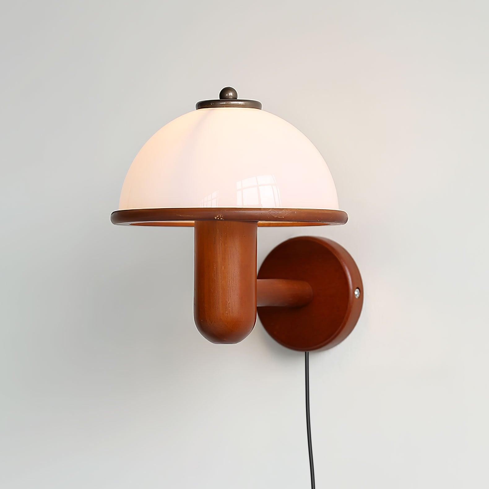 Applique Murale en Bois Champignon – Finition Chêne Élégante avec Douce Lumière LED