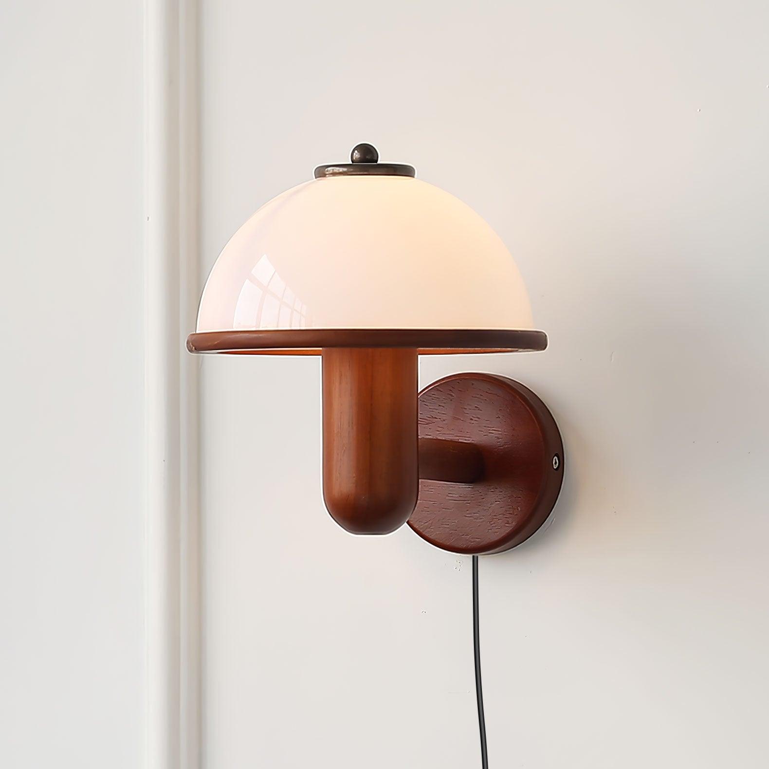Applique Murale en Bois Champignon – Finition Chêne Élégante avec Douce Lumière LED