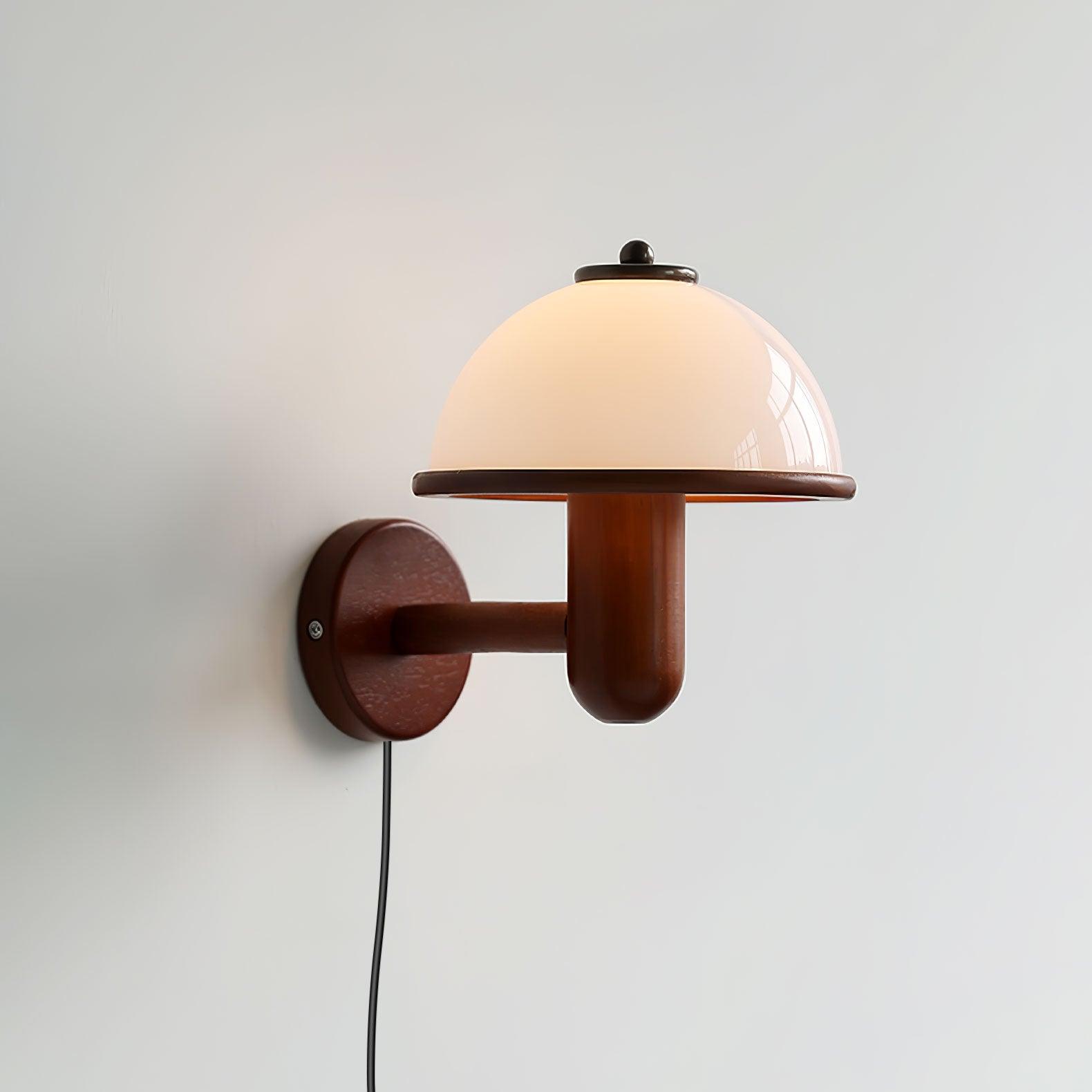 Applique Murale en Bois Champignon – Finition Chêne Élégante avec Douce Lumière LED
