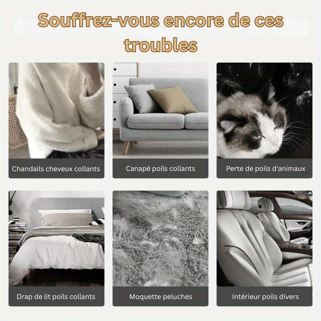 Brosse à Peluches VelvetTouch Luxe | Outil double face pour un enlèvement sans effort des poils d'animaux sur les vêtements, les meubles et les tapis