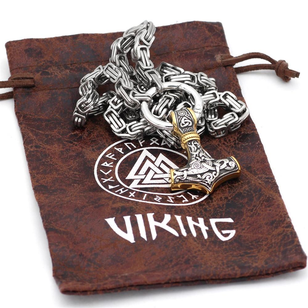 Collier amulette de loup viking | Pendentif tête de loup Viking en acier inoxydable pour hommes