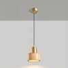 Suspension Cylindrique Japonaise – Lampe Suspendue LED Minimaliste en Laiton et Bois