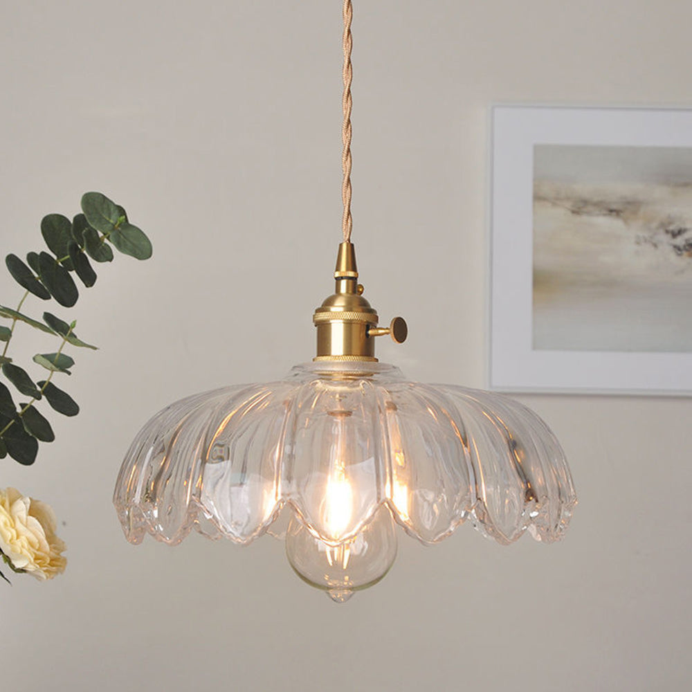 Suspension en Verre Bulle – Lampe Suspendue Élégante en Verre Transparent et Cuivre