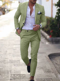 Ensemble de Costume Deux Pièces pour Hommes – Blazer Texturé à Boutonnage Simple avec Revers Notch et Pantalon Ajusté pour un Style Smart Casual