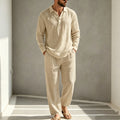 Pyjama Décontracté en Lin pour Hommes avec Poches