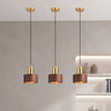 Suspension Cylindrique Japonaise – Lampe Suspendue LED Minimaliste en Laiton et Bois