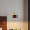 Suspension Cylindrique Japonaise – Lampe Suspendue LED Minimaliste en Laiton et Bois