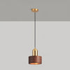 Suspension Cylindrique Japonaise – Lampe Suspendue LED Minimaliste en Laiton et Bois