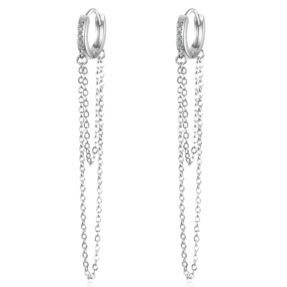 Boucles d'oreilles en chaîne brillantes