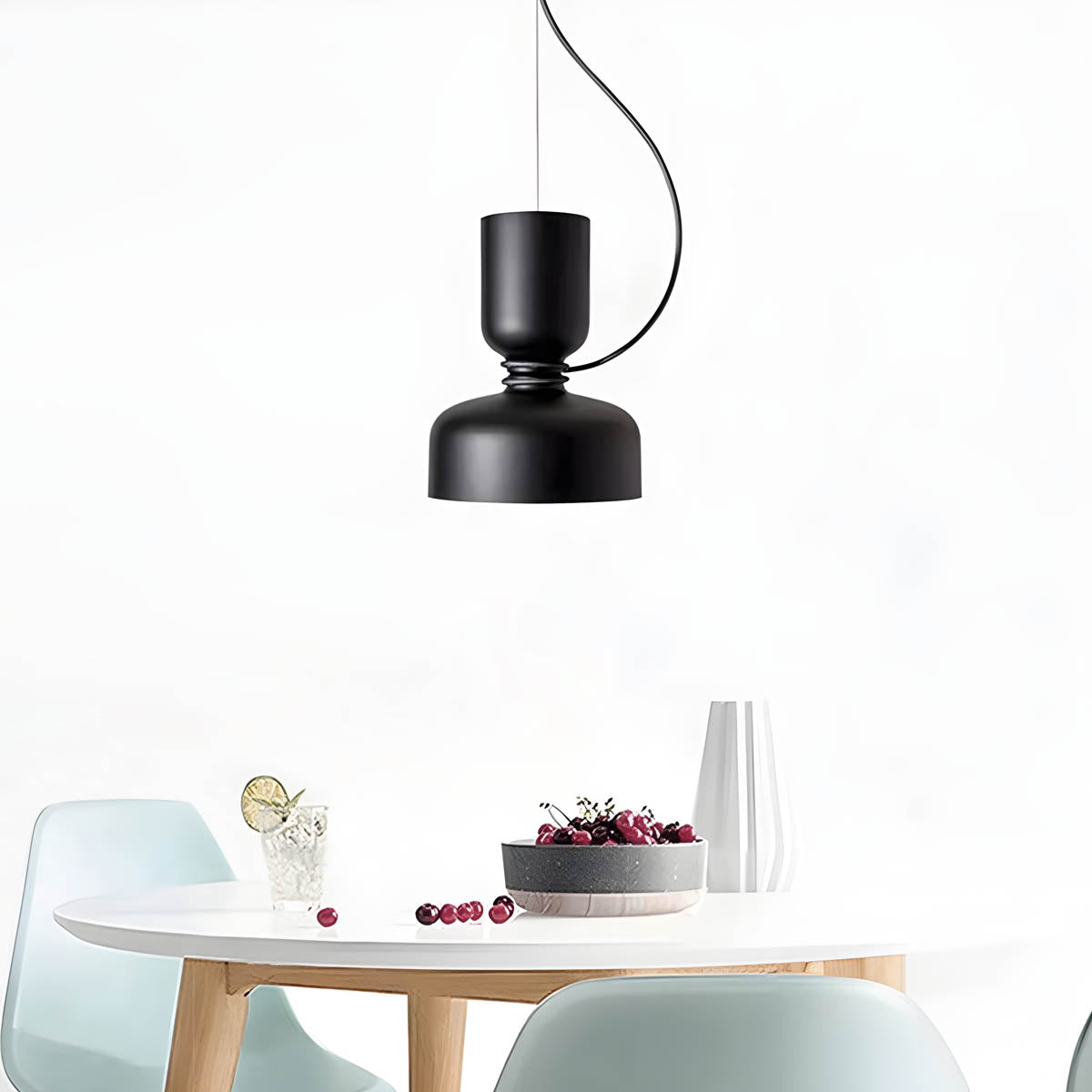 Suspension Orlee – Design Géométrique Moderne en Noir Mat, Blanc & Gris