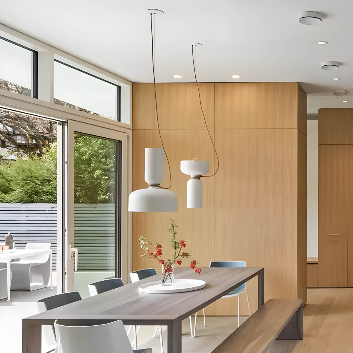 Suspension Orlee – Design Géométrique Moderne en Noir Mat, Blanc & Gris