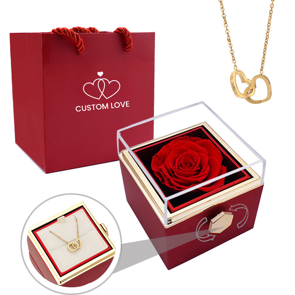 Collier & Rose dans une Boîte à Bijoux de Luxe avec Surprise Cachée - Lunavia