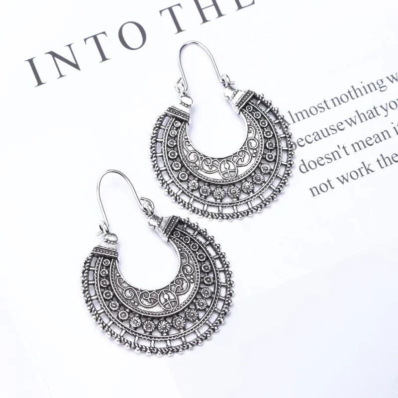 Boucles d'oreilles tibétaines en filigrane en argent 925