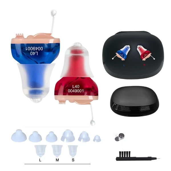 Amplificateurs Auditifs Invisibles Rechargeables | Son Clair Sans Feedback | Inclusif Écouteurs Supplémentaires et Kit de Nettoyage | Adapté pour Perte Auditive Légère à Sévère | Design Discret avec Longue Durée de Vie de la Batterie | Confortable pour un