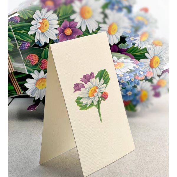 Bouquet de fleurs 3D décoratif avec carte
