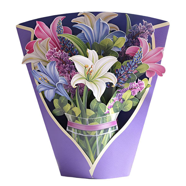 Bouquet de fleurs 3D décoratif avec carte