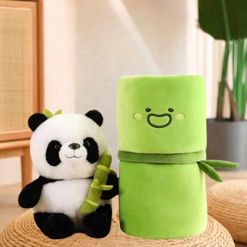Adorable peluche Panda | Mignon panda avec bambou pour enfants