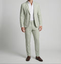 Ensemble de Costume Slim Fit pour Hommes – Blazer Ajusté à Deux Boutons et Pantalons Évasés en Lin Texturé pour Événements Professionnels et Mariages