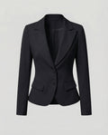 Veste ajustée pour femmes à deux boutons avec ourlet arrondi – Blazer à revers idéal pour le bureau et les événements formels