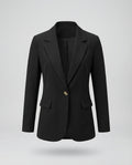 Veste longue à bouton unique pour femmes avec poches à rabat – Blazer ajusté idéal pour un look de bureau décontracté