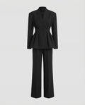 Ensemble Costume Femme à Deux Pièces avec Veste Peplum Ajustée – Tailoring à Boutons pour Événements Professionnels et Formels