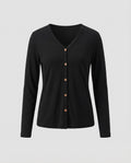 Cardigan féminin à col en V – Veste ajustée à boutons sur le devant avec manches longues pour un style smart casual au quotidien