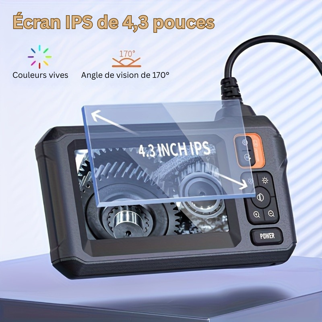 Endoscope ApexVision Elite | Endoscope industriel de 8 mm avec écran IPS de 4,3" et caméra IP67 pour des solutions de réparation automobile et de plomberie sans effort.