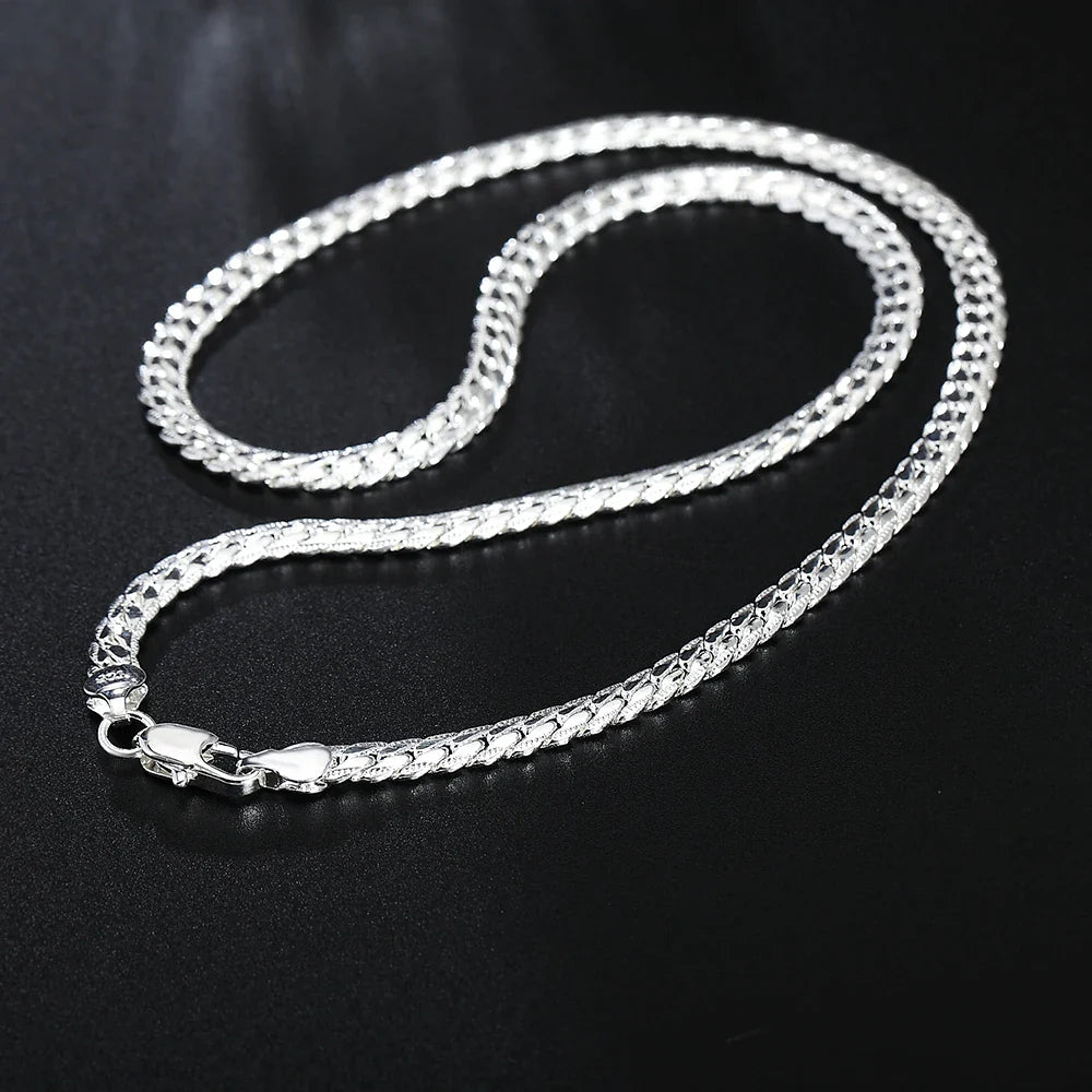 AuraElegance Collier en Argent Sterling | Design intemporel en argent sterling 925 avec une chaîne latérale de 6 mm, disponible en 16/18/20/22/24 pouces, parfait pour les mariages, les fiançailles et les cadeaux de luxe.