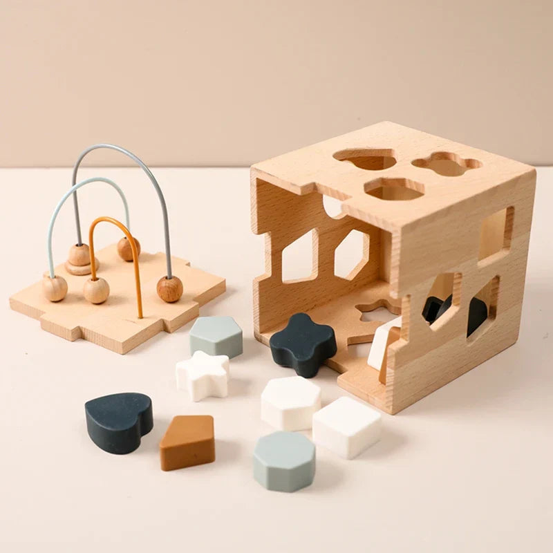 Boîte à jouer en bois éducative – Pour apprendre et s'amuser