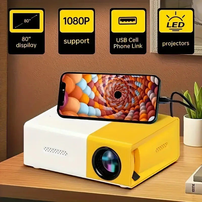 Mini projecteur HD LuxeVision YG300 | Projecteur 3D portable, parfait pour le camping et le home cinéma