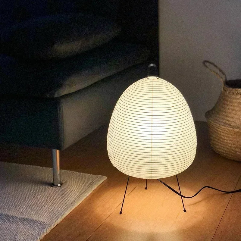 ZenGlow Lampe à poser en papier de riz japonais | Lampadaire atmosphérique et élégant pour des intérieurs chaleureux et apaisants