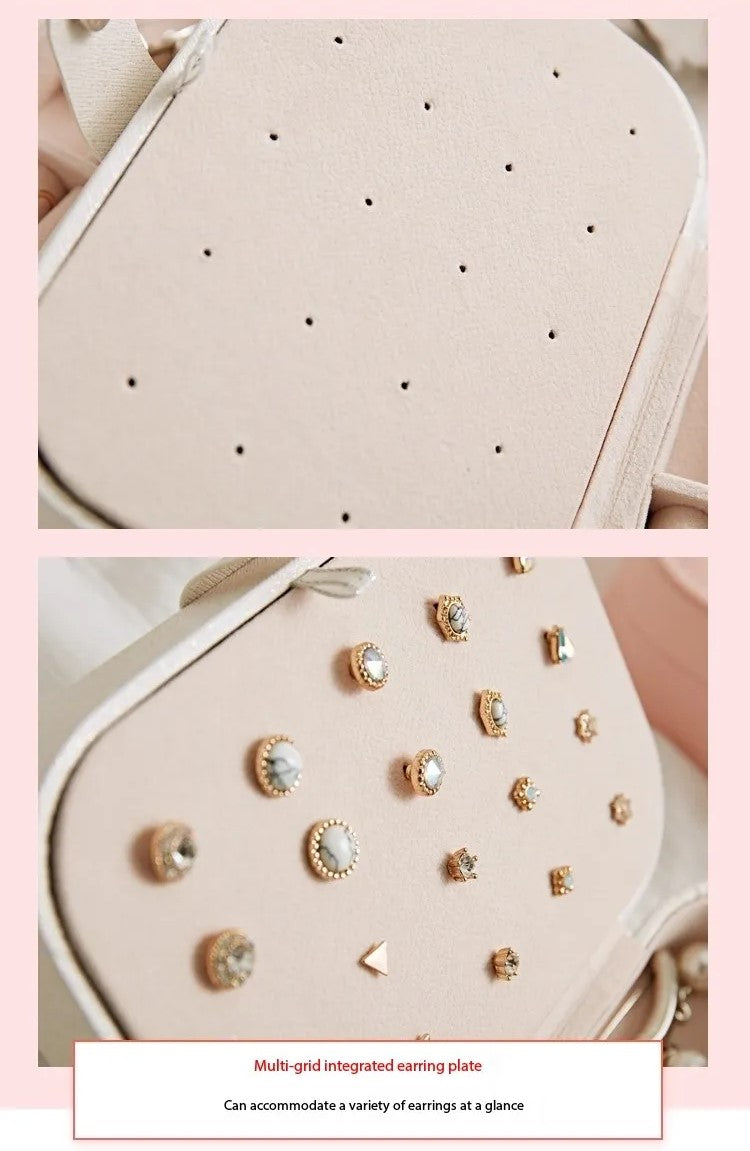 Boîte à bijoux portable en cuir à double couche