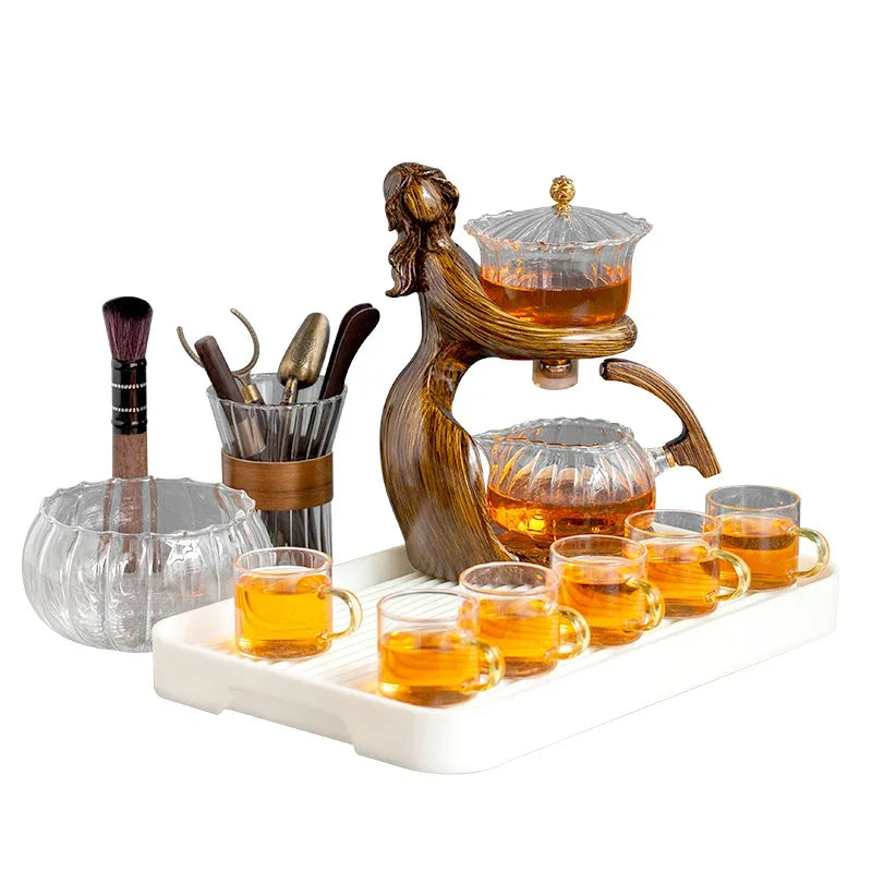 TeaLux Artisan Ensemble de Théière | Ensemble de thé élégant et automatique avec verre résistant à la chaleur et support stylé pour une expérience d'infusion parfaite