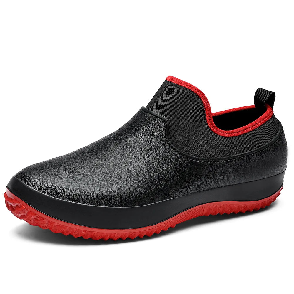 AquaElegance Bottes de Pluie Courtes pour Hommes | Chaussures en Caoutchouc Imperméables, Antidérapantes et Confortables, Idéales pour les Chefs et les Activités en Plein Air par Temps Pluvieux.