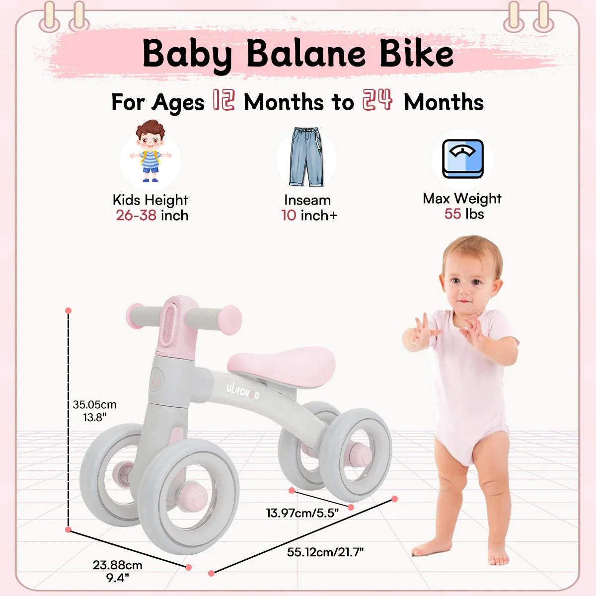 Bicyclette d'Équilibre Mignonne pour Bébés - Pour le Plaisir et le Développement