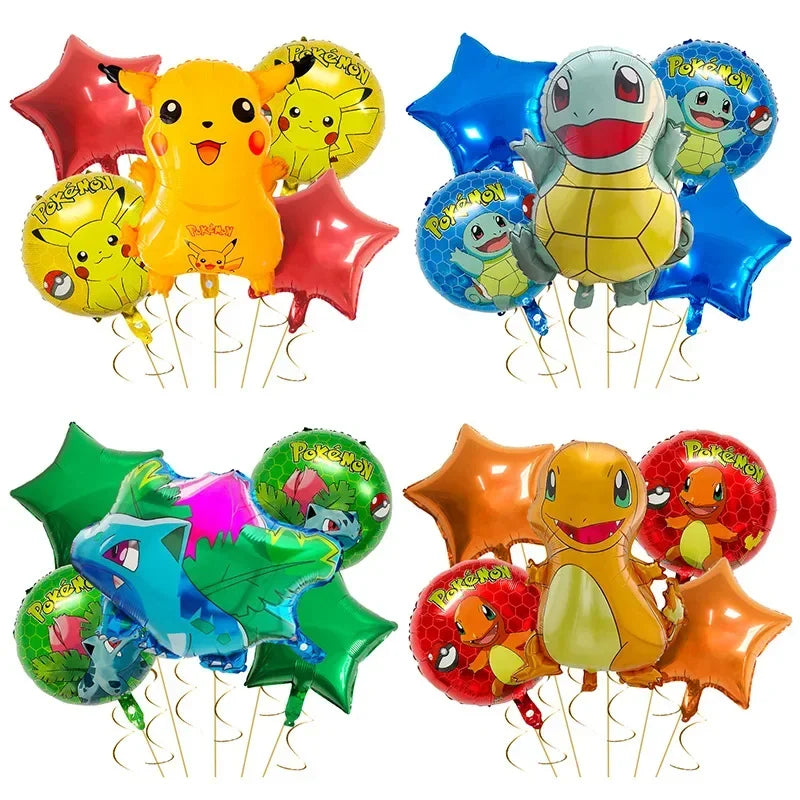 Ballons en Aluminium Pikachu et Charmander – Décoration de Fête pour Fans de Pokémon