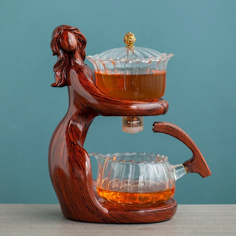 TeaLux Artisan Ensemble de Théière | Ensemble de thé élégant et automatique avec verre résistant à la chaleur et support stylé pour une expérience d'infusion parfaite