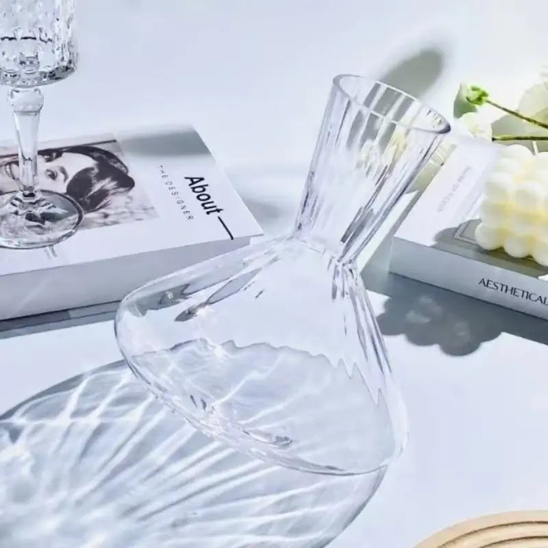 Carafe pivotante en verre de cristal | Carafe de 1,5 litre rotative à 360° pour le vin, le whisky et le champagne
