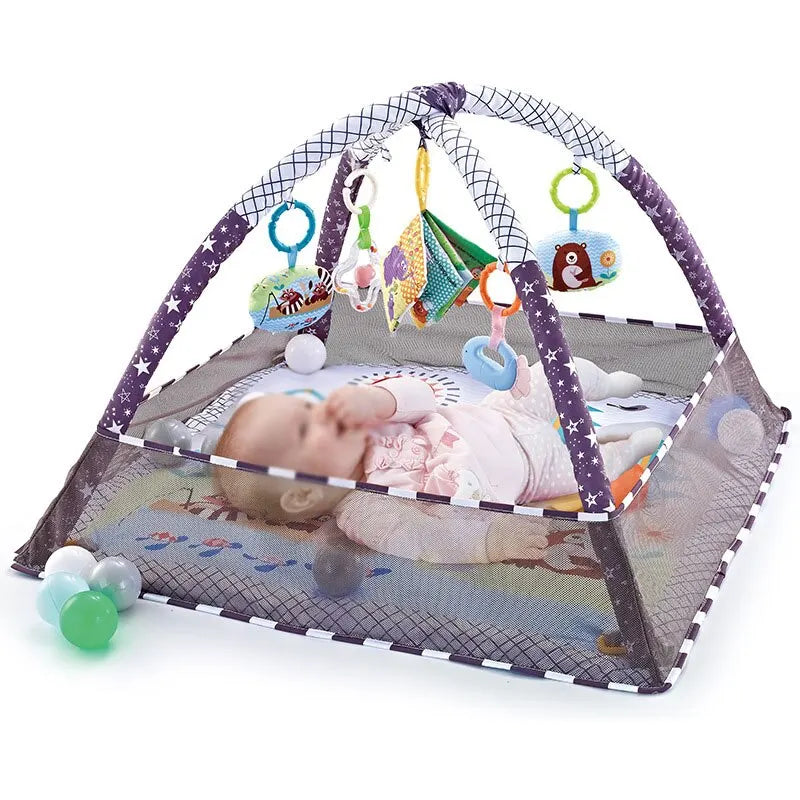 Tapis de Jeu Bébé avec Cadre de Fitness – Éducatif & Tissu Doux – Certifié CE – Tapis d'Activités pour Nouveaux-Nés & Tout-Petits