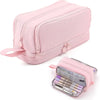 Trousse en toile noire avec compartiment pour règle | Trousse | Étui à double couche pour utilisation scolaire