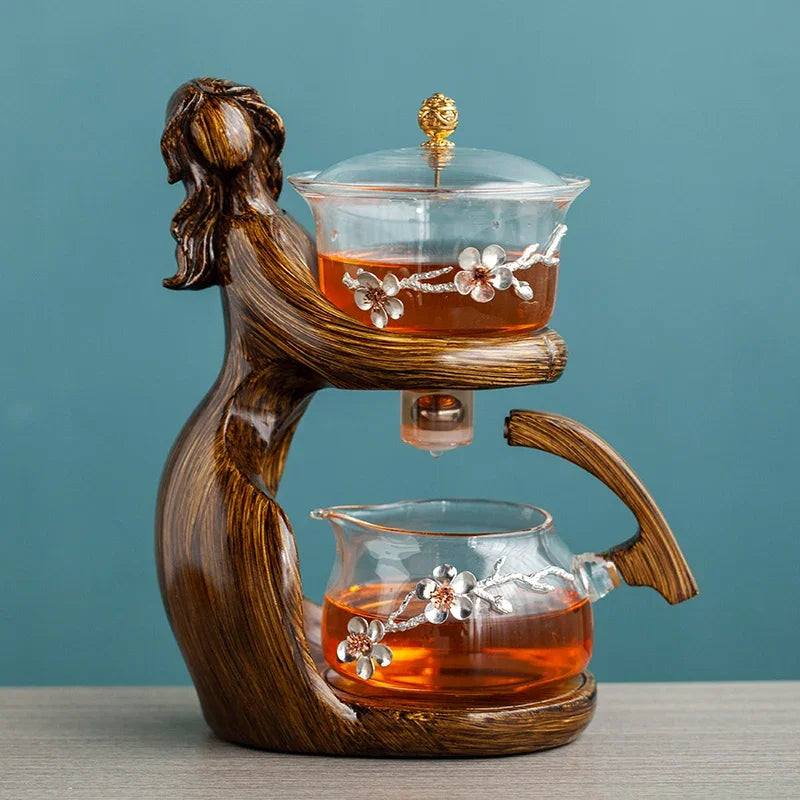 TeaLux Artisan Ensemble de Théière | Ensemble de thé élégant et automatique avec verre résistant à la chaleur et support stylé pour une expérience d'infusion parfaite