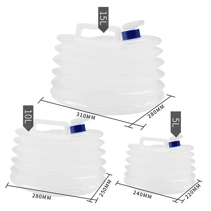 AquaEssence Luxe Conteneur d'Eau Pliable | Bouteille pliante polyvalente de 5L à 15L pour une hydratation sans effort lors de vos aventures en plein air